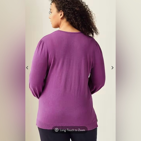 J. Jill Wearever Silk-Blend Blouson-Sleeve
Sweater Purple Long Sleeve Blouse SP - Picture 4 of 17